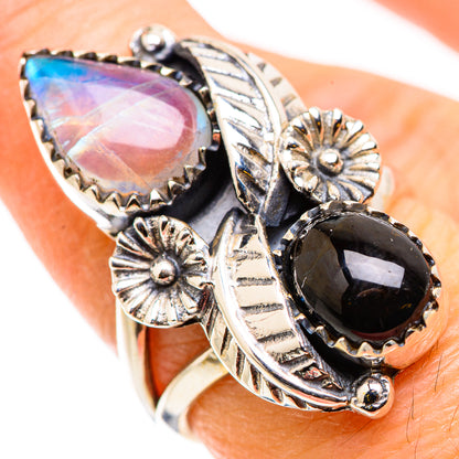 Rainbow Moonstone Rings handcrafted by Ana Silver Co - RING129847