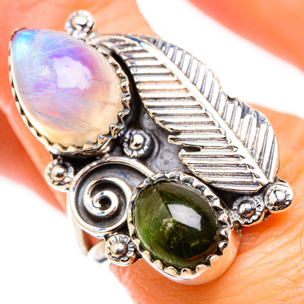Rainbow Moonstone Rings handcrafted by Ana Silver Co - RING129856
