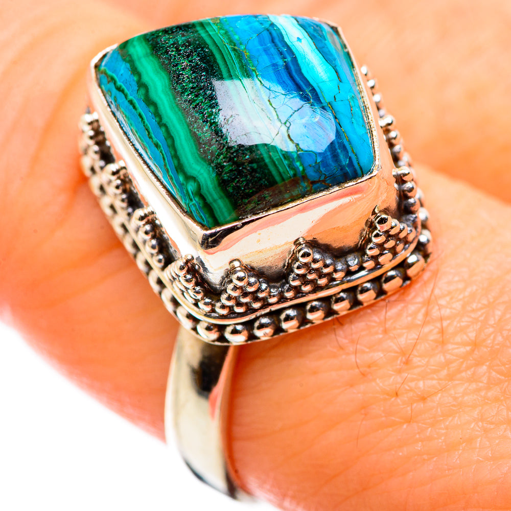 Malachite In Chrysocolla Rings handcrafted by Ana Silver Co - RING129861