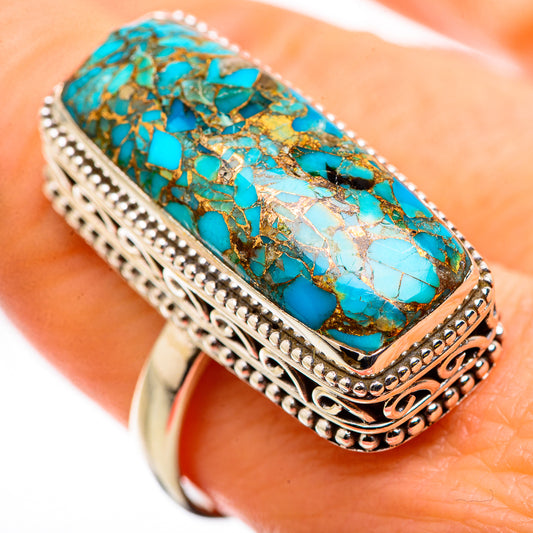 Blue Copper Composite Turquoise Rings handcrafted by Ana Silver Co - RING129876