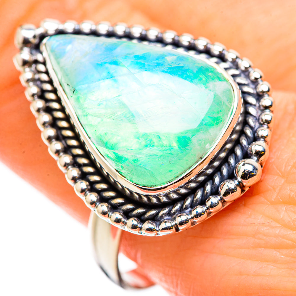 Green Moonstone Rings handcrafted by Ana Silver Co - RING129877