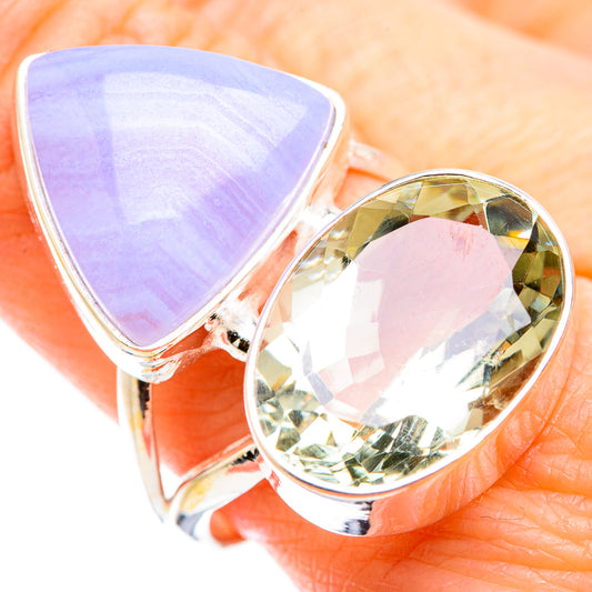 Blue Lace Agate Rings handcrafted by Ana Silver Co - RING129878