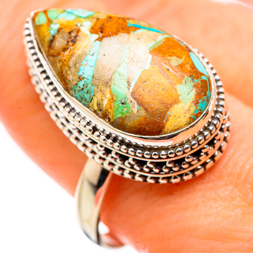 Blue Copper Composite Turquoise Rings handcrafted by Ana Silver Co - RING129896