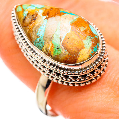 Blue Copper Composite Turquoise Rings handcrafted by Ana Silver Co - RING129896
