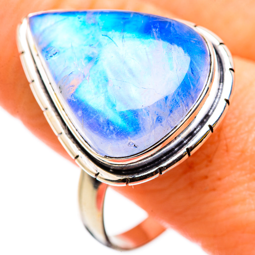 Rainbow Moonstone Rings handcrafted by Ana Silver Co - RING129900