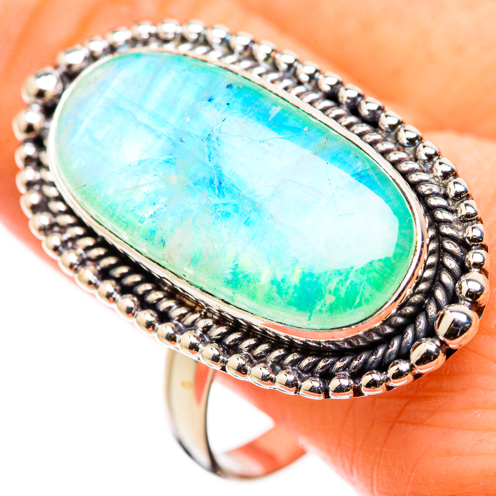 Green Moonstone Rings handcrafted by Ana Silver Co - RING129902