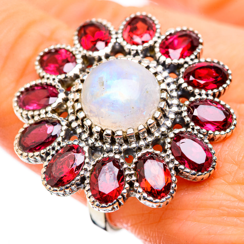 Rainbow Moonstone Rings handcrafted by Ana Silver Co - RING129914