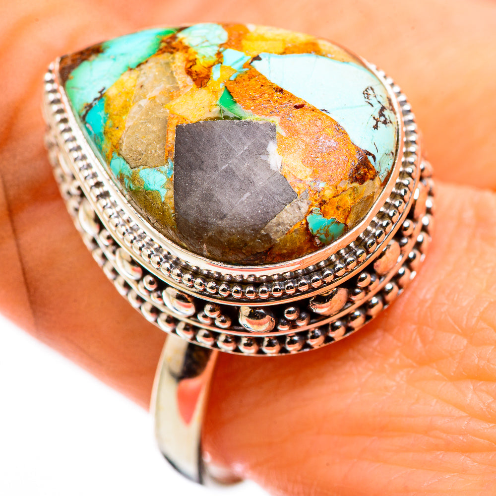 Blue Copper Composite Turquoise Rings handcrafted by Ana Silver Co - RING129916