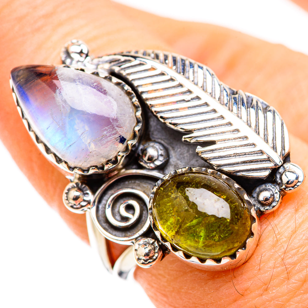 Rainbow Moonstone Rings handcrafted by Ana Silver Co - RING129925