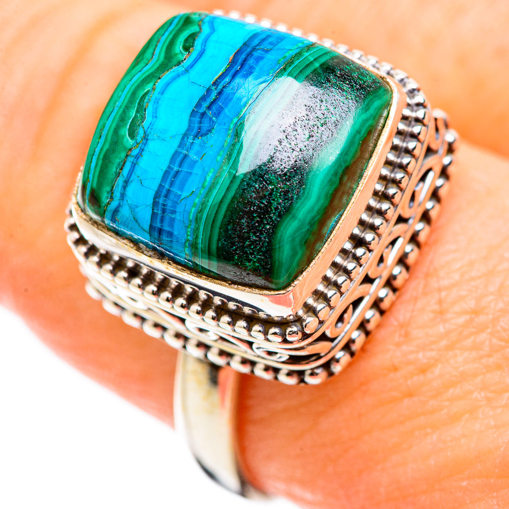 Malachite In Chrysocolla Rings handcrafted by Ana Silver Co - RING129943