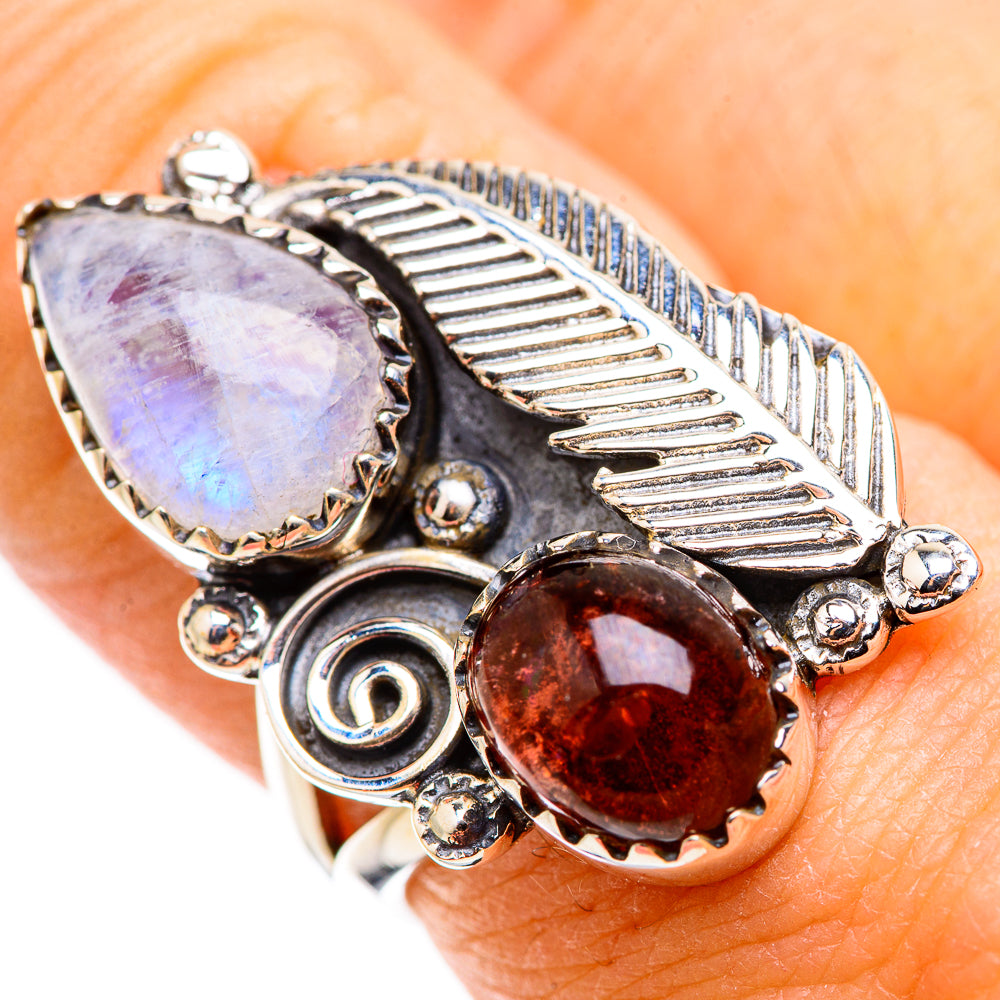 Rainbow Moonstone Rings handcrafted by Ana Silver Co - RING129961