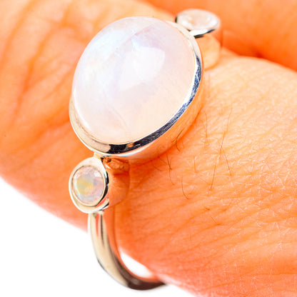 Rainbow Moonstone Rings handcrafted by Ana Silver Co - RING129962