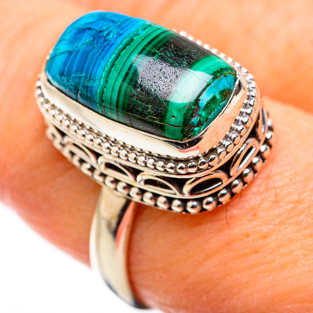 Malachite In Chrysocolla Rings handcrafted by Ana Silver Co - RING129965