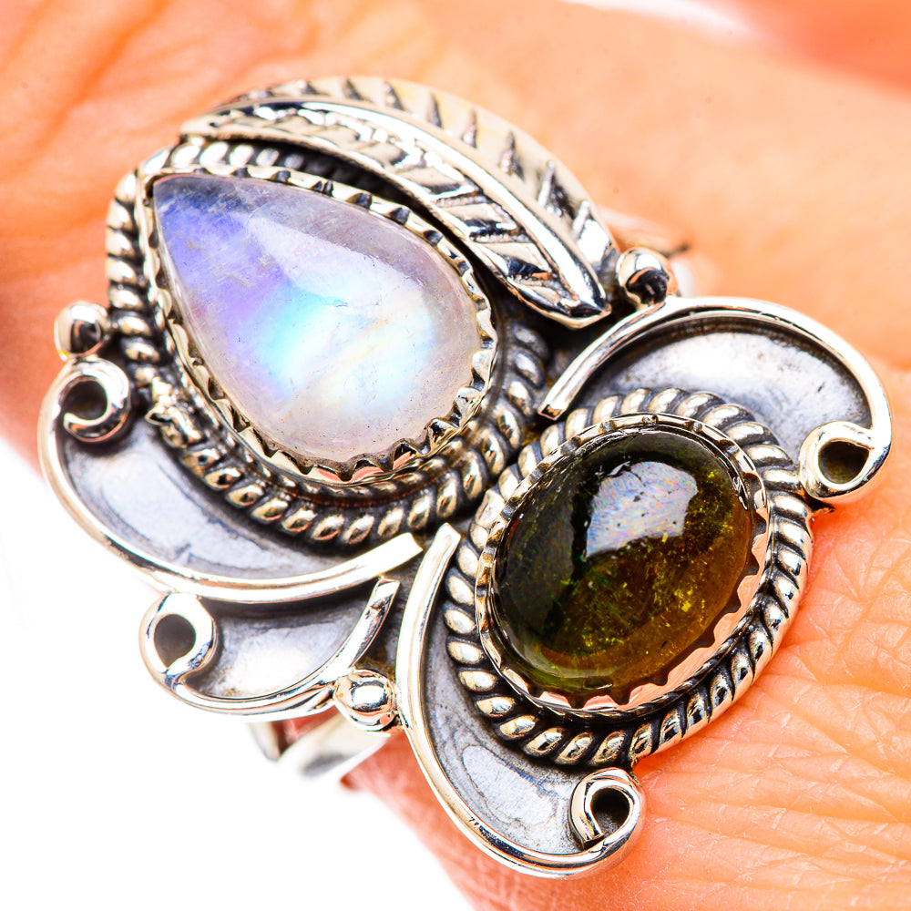 Rainbow Moonstone Rings handcrafted by Ana Silver Co - RING129979