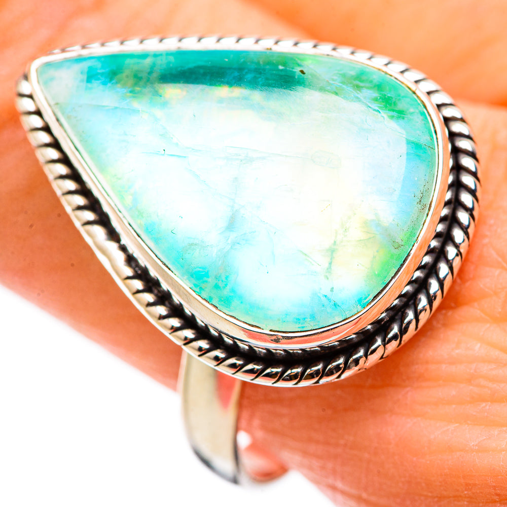 Green Moonstone Rings handcrafted by Ana Silver Co - RING129980