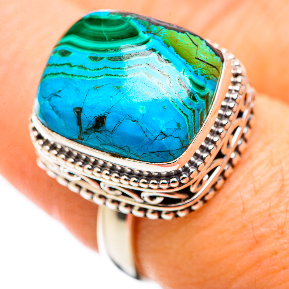 Malachite In Chrysocolla Rings handcrafted by Ana Silver Co - RING129987