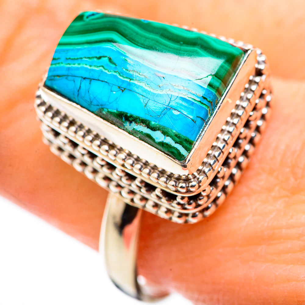 Malachite In Chrysocolla Rings handcrafted by Ana Silver Co - RING129991