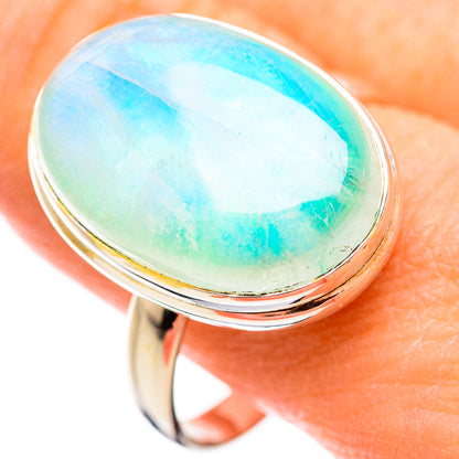 Green Moonstone Rings handcrafted by Ana Silver Co - RING130003