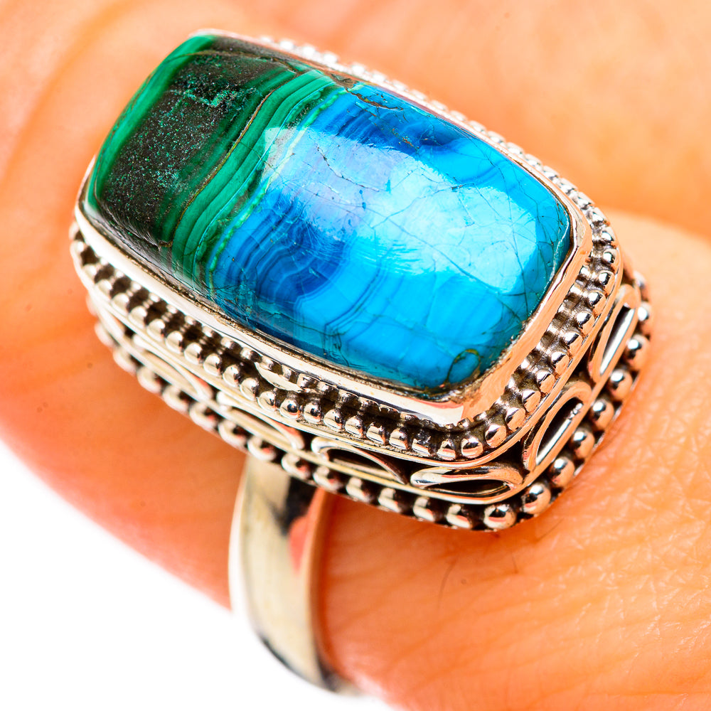 Malachite In Chrysocolla Rings handcrafted by Ana Silver Co - RING130011