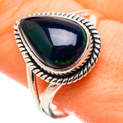 Black Opal Rings handcrafted by Ana Silver Co - RING130016