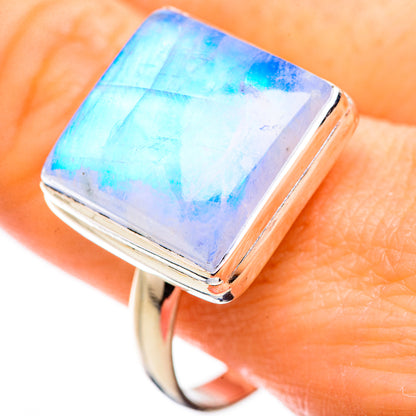 Rainbow Moonstone Rings handcrafted by Ana Silver Co - RING130022