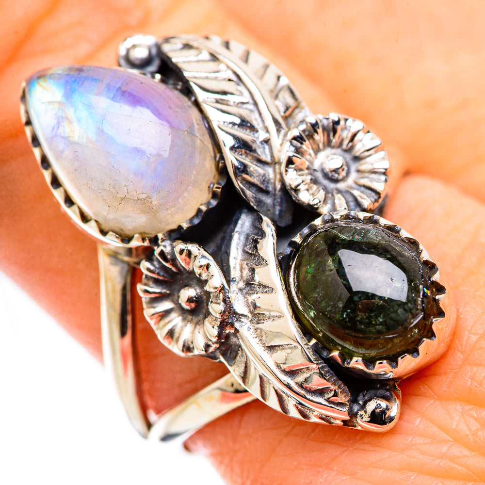 Rainbow Moonstone Rings handcrafted by Ana Silver Co - RING130023