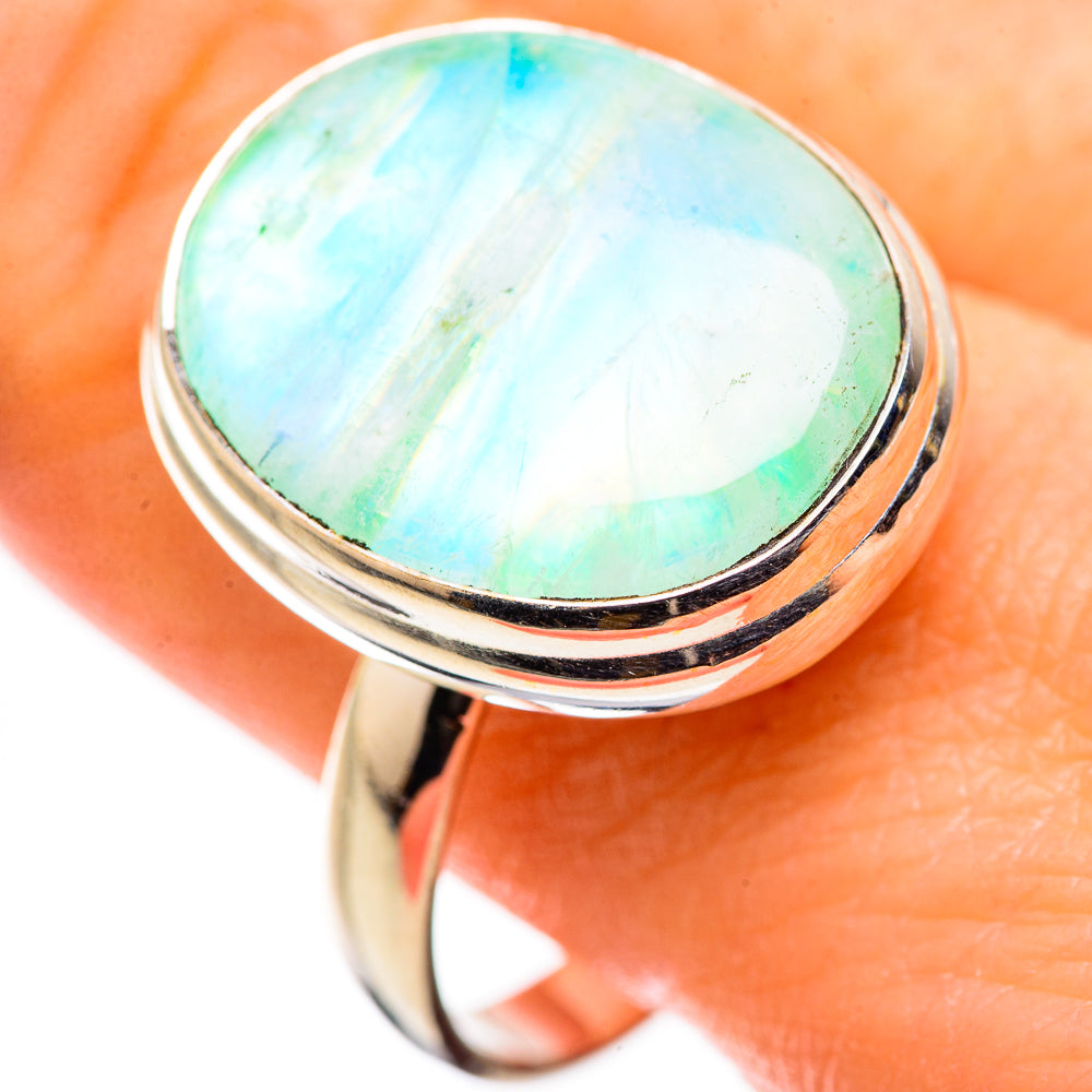 Green Moonstone Rings handcrafted by Ana Silver Co - RING130024