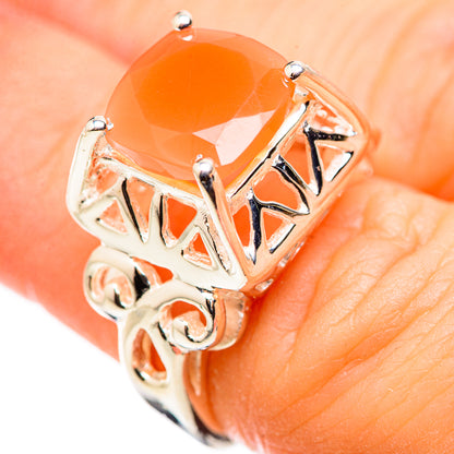 Peach Moonstone Rings handcrafted by Ana Silver Co - RING130027