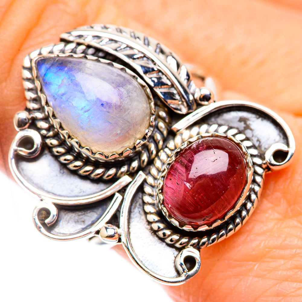 Rainbow Moonstone Rings handcrafted by Ana Silver Co - RING130030