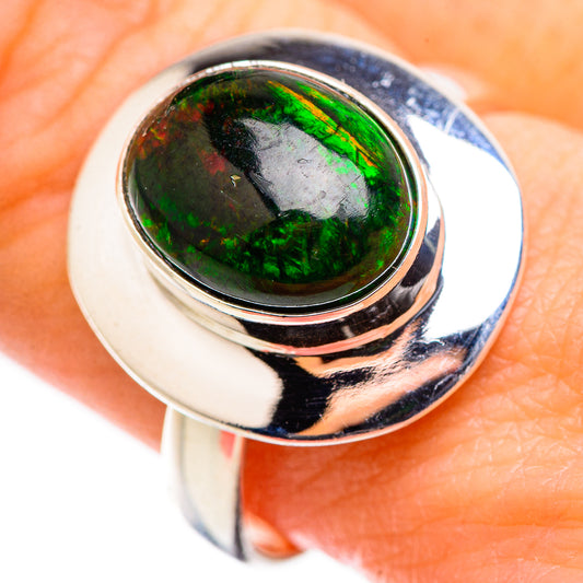Black Opal Rings handcrafted by Ana Silver Co - RING130038