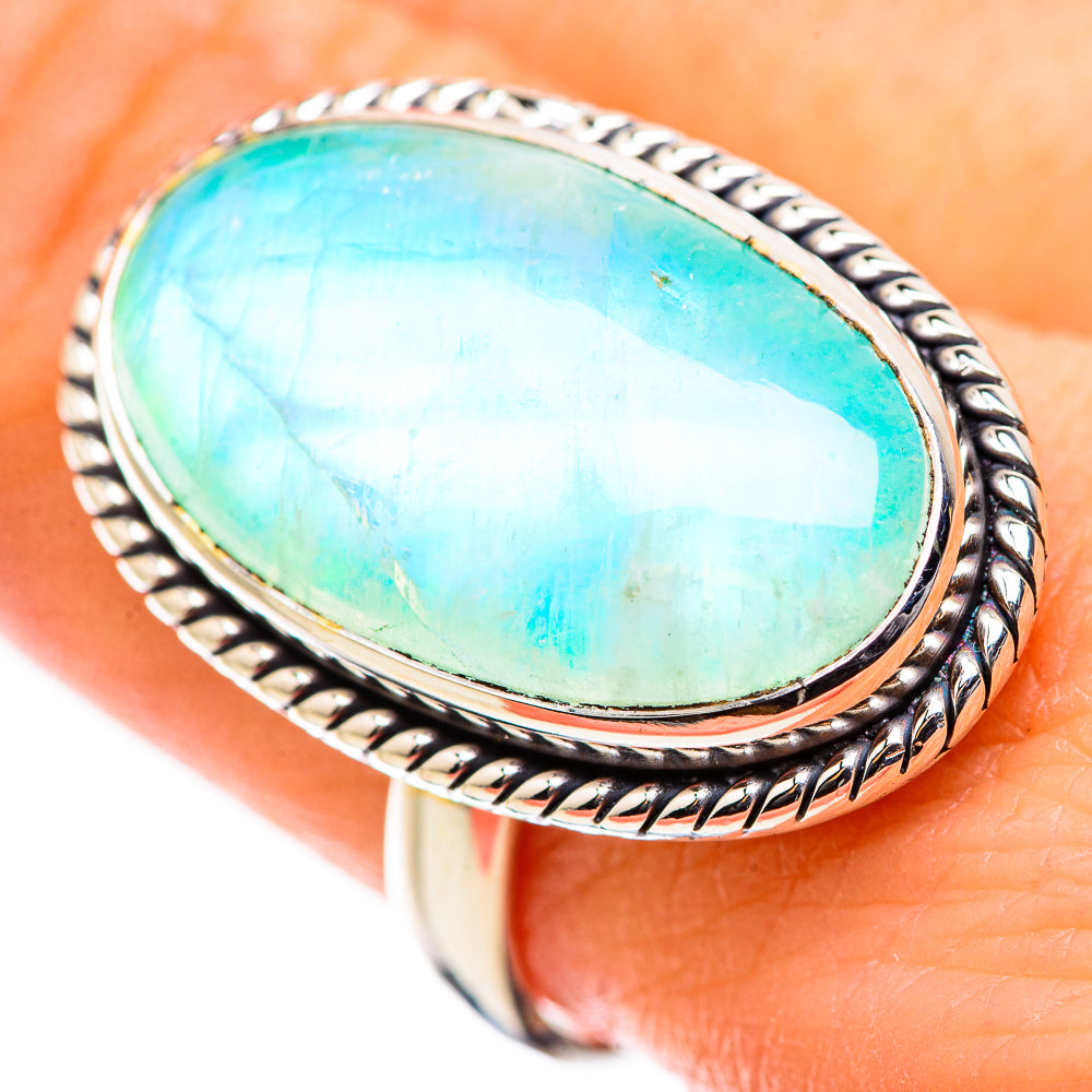Green Moonstone Rings handcrafted by Ana Silver Co - RING130072