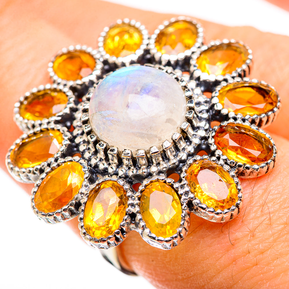 Rainbow Moonstone Rings handcrafted by Ana Silver Co - RING130077