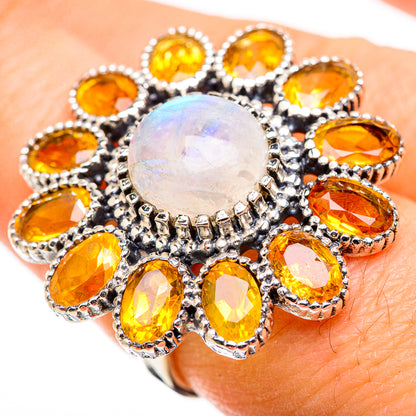 Rainbow Moonstone Rings handcrafted by Ana Silver Co - RING130077