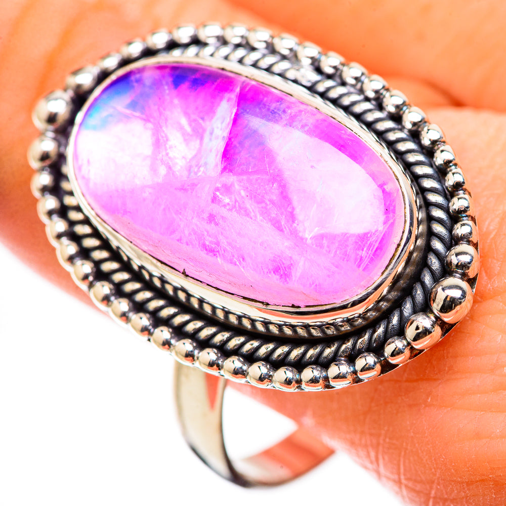Pink Moonstone Rings handcrafted by Ana Silver Co - RING130079