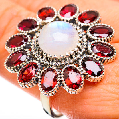 Rainbow Moonstone Rings handcrafted by Ana Silver Co - RING130080
