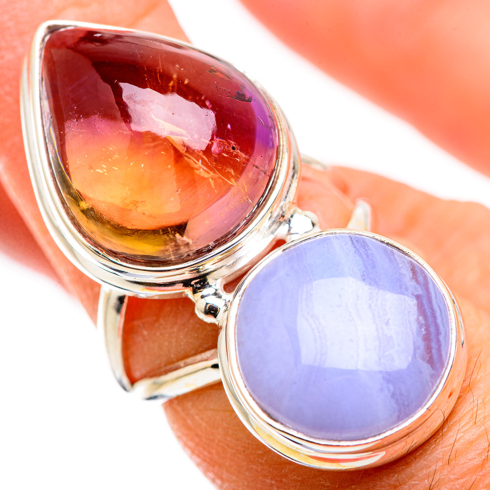 Blue Lace Agate Rings handcrafted by Ana Silver Co - RING130091