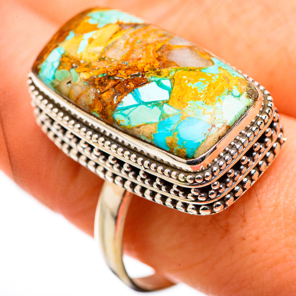 Blue Copper Composite Turquoise Rings handcrafted by Ana Silver Co - RING130095