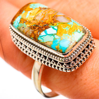 Blue Copper Composite Turquoise Rings handcrafted by Ana Silver Co - RING130095