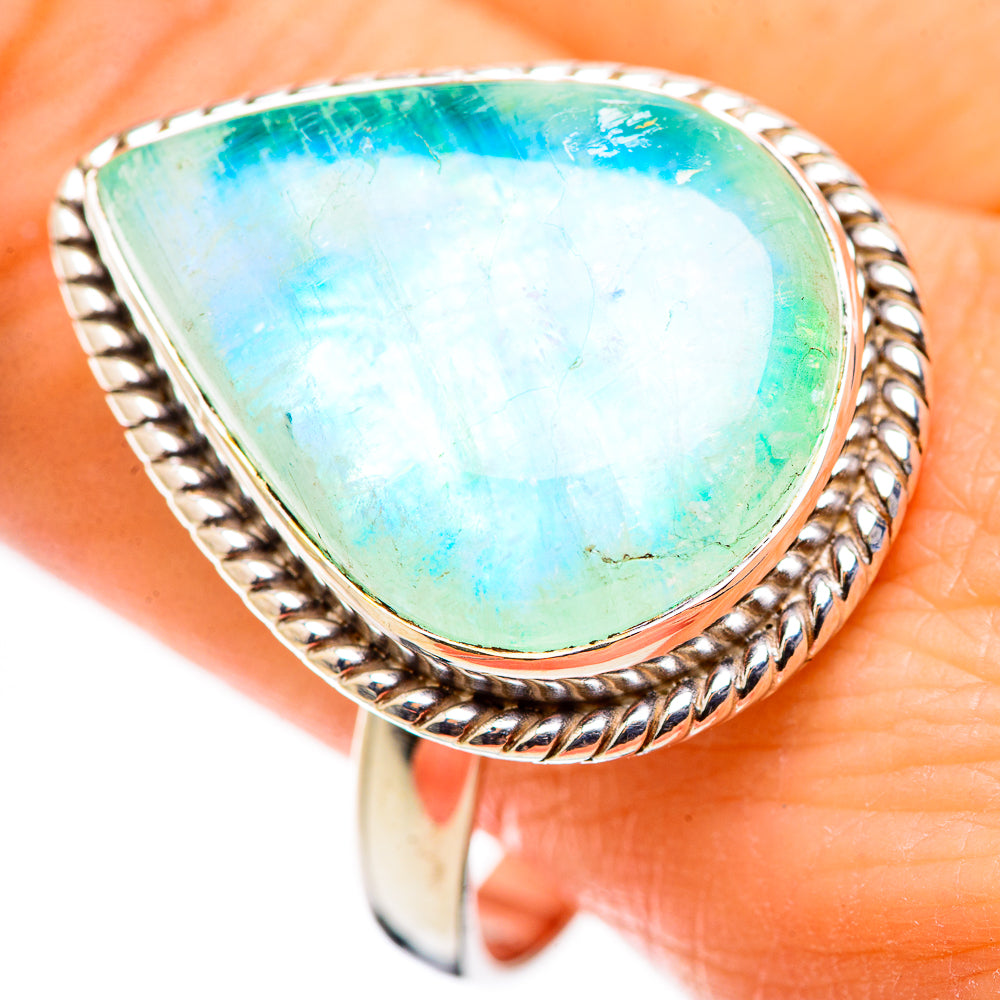 Green Moonstone Rings handcrafted by Ana Silver Co - RING130101