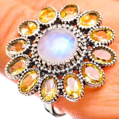 Rainbow Moonstone Rings handcrafted by Ana Silver Co - RING130105