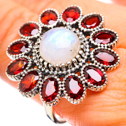 Rainbow Moonstone Rings handcrafted by Ana Silver Co - RING130109
