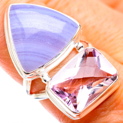 Blue Lace Agate Rings handcrafted by Ana Silver Co - RING130115