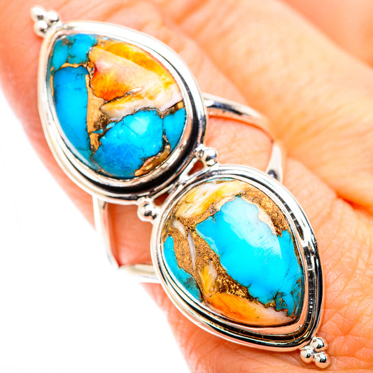 Spiny Oyster Turquoise Rings handcrafted by Ana Silver Co - RING130124