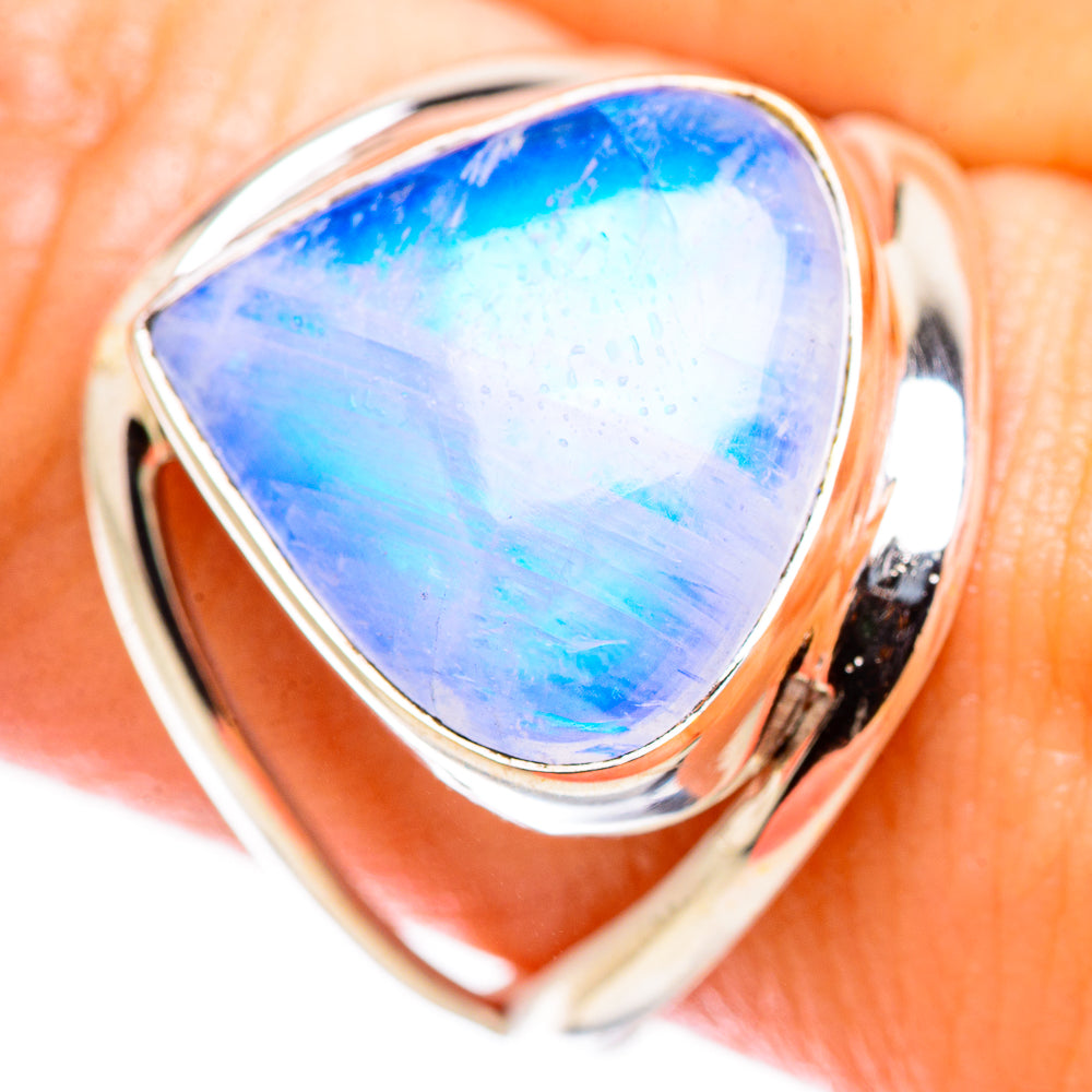 Rainbow Moonstone Rings handcrafted by Ana Silver Co - RING130125