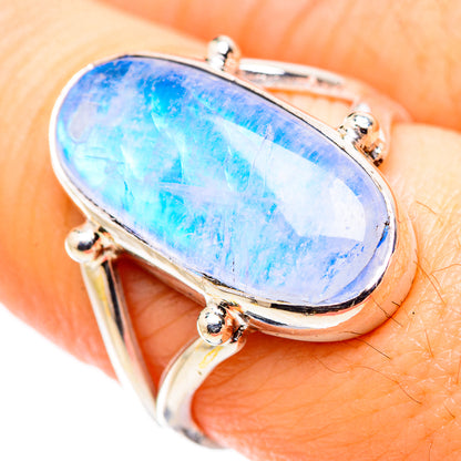 Rainbow Moonstone Rings handcrafted by Ana Silver Co - RING130128
