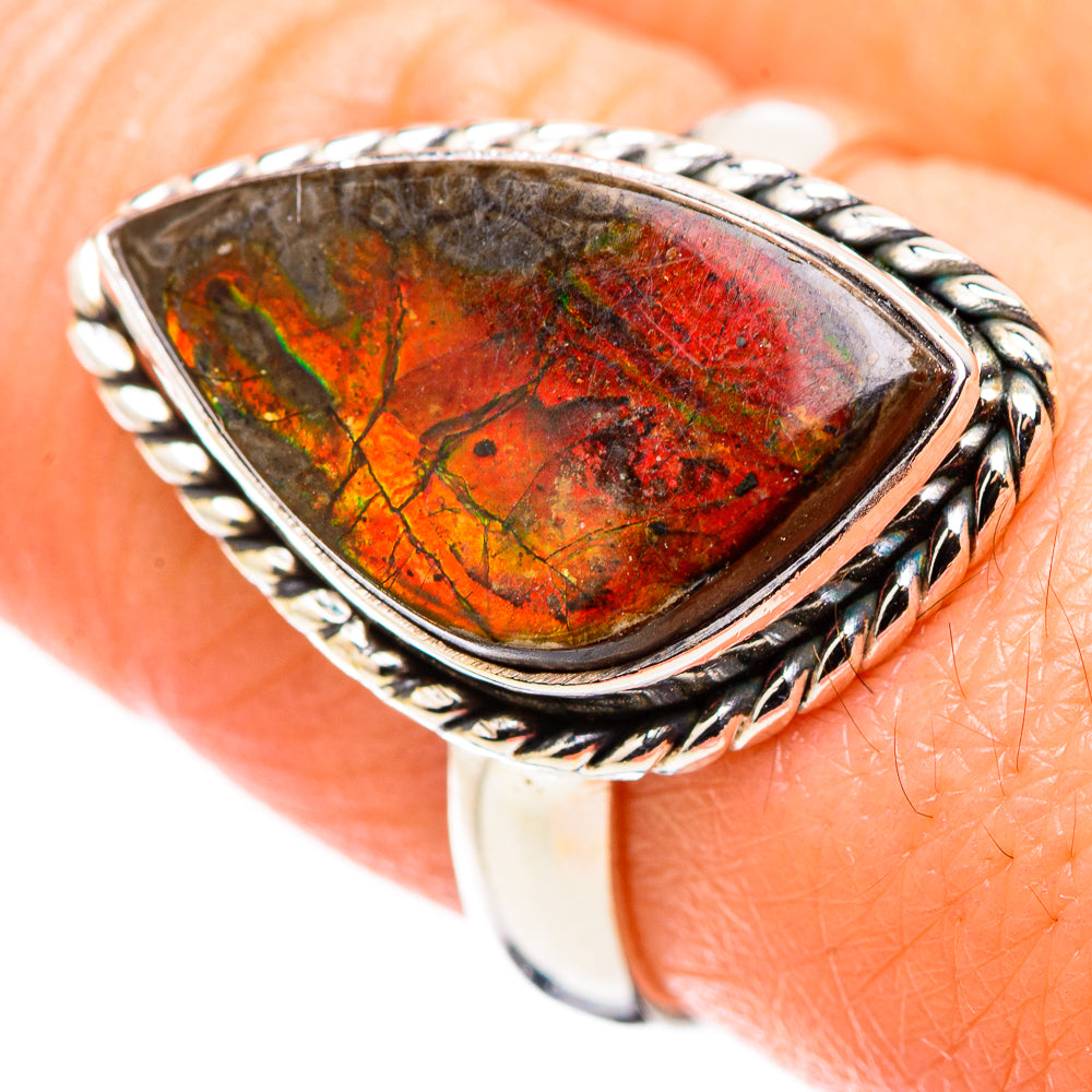 Ammolite Rings handcrafted by Ana Silver Co - RING130137