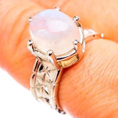 Rainbow Moonstone Rings handcrafted by Ana Silver Co - RING130140