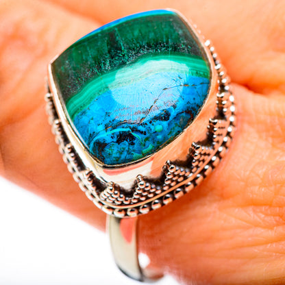 Malachite In Chrysocolla Rings handcrafted by Ana Silver Co - RING130142