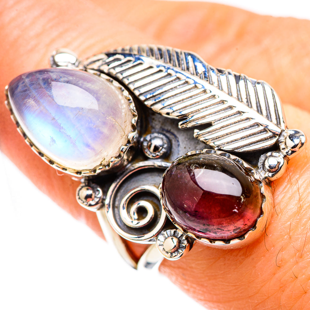 Rainbow Moonstone Rings handcrafted by Ana Silver Co - RING130145