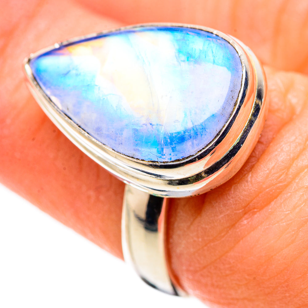 Rainbow Moonstone Rings handcrafted by Ana Silver Co - RING130158